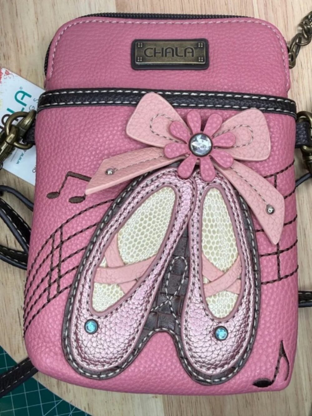 Chala Pink Ballet Slippers Cellphone Crossbody Handbag